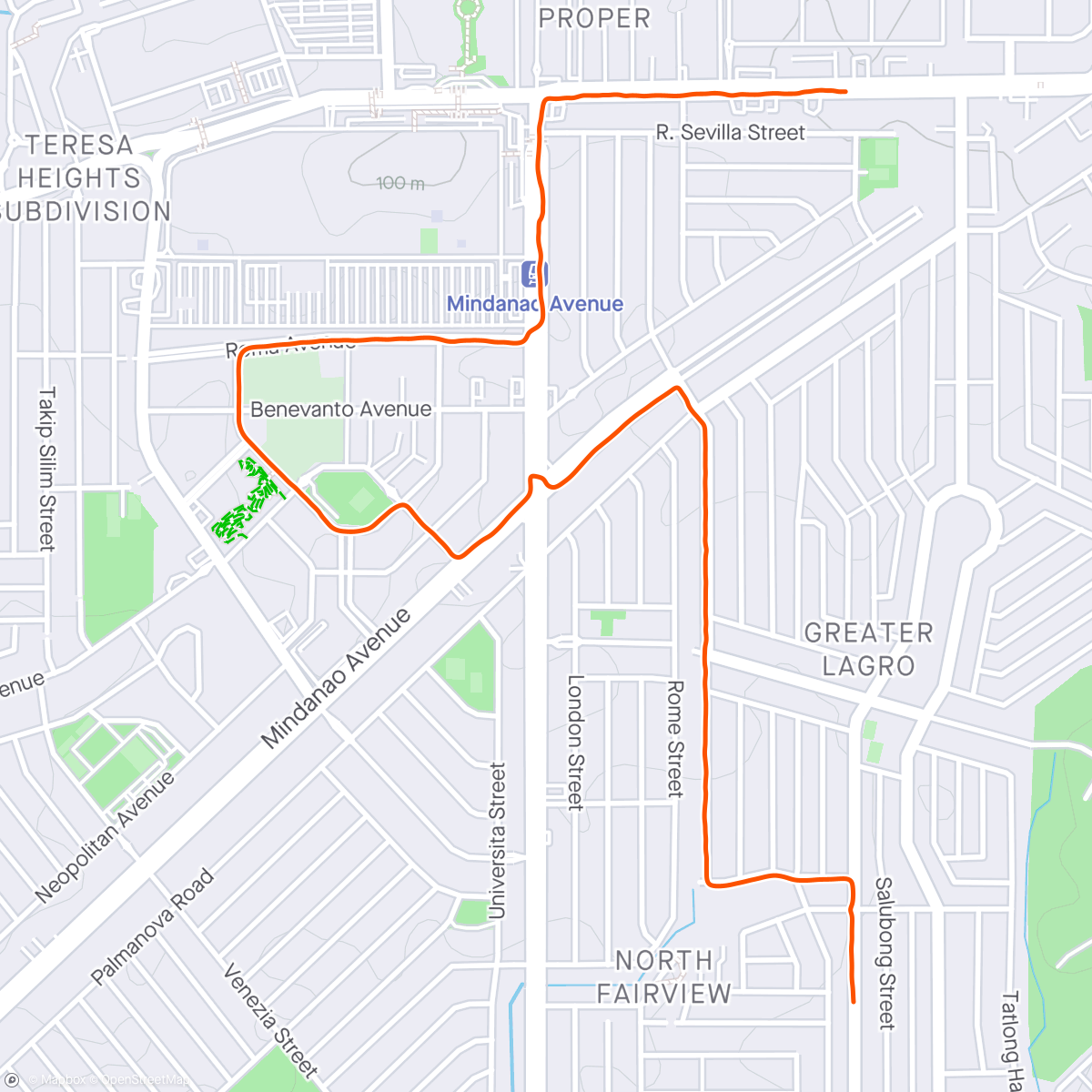 Map of the activity, Morning Zone 3 Run