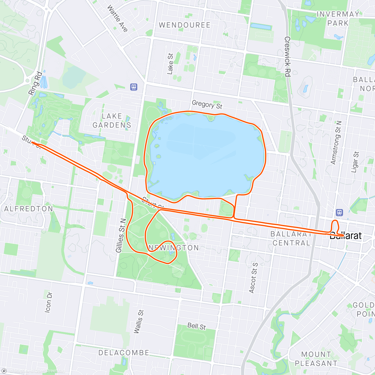 アクティビティ「Ballarat Half Marathon」の地図