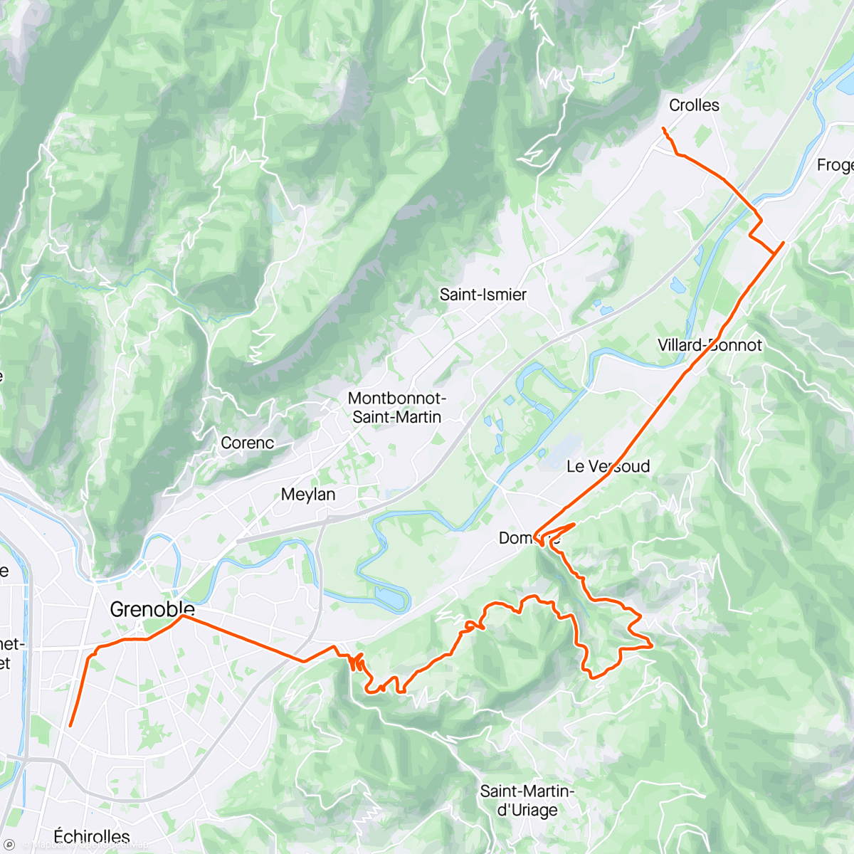 Map of the activity, Ride home via Venon