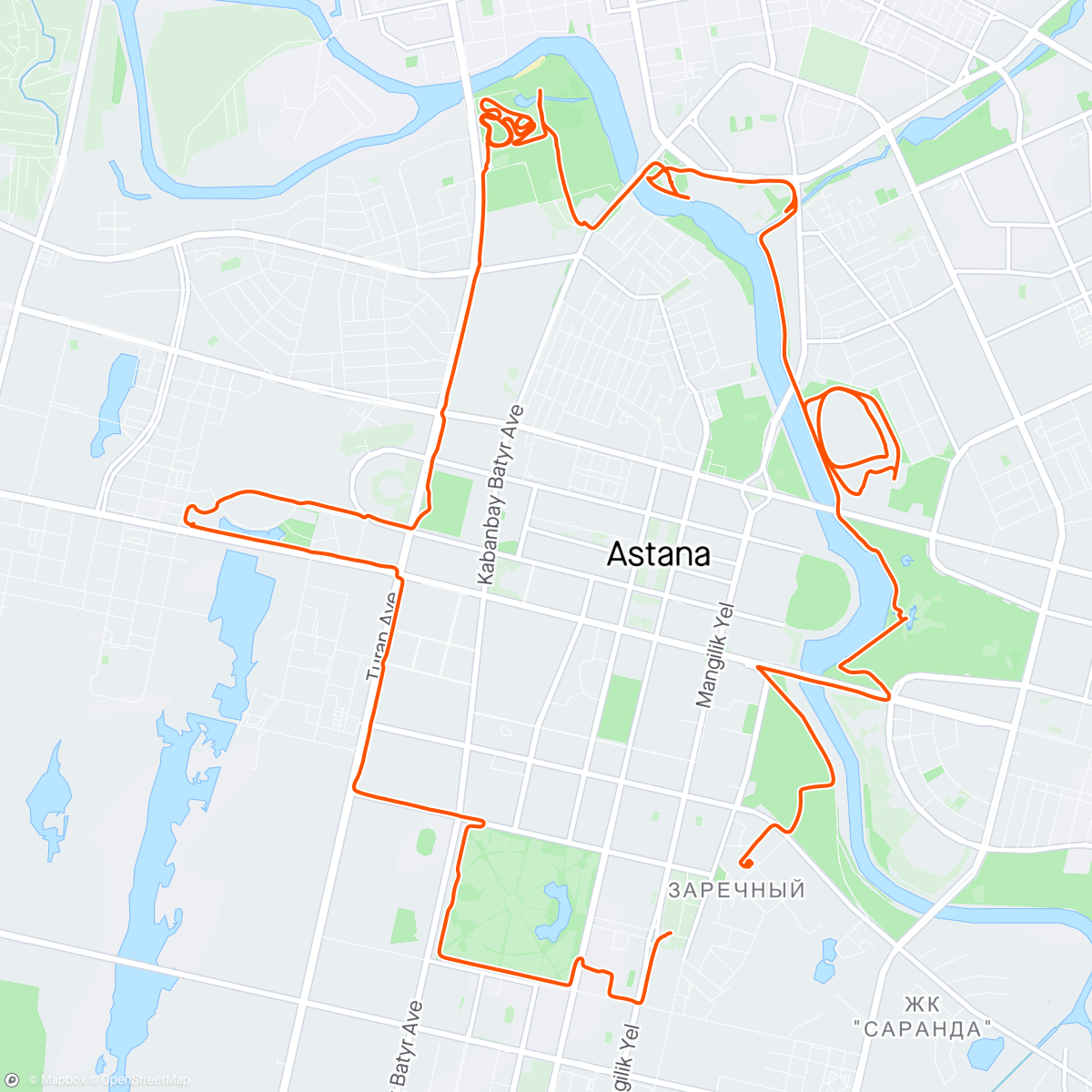Map of the activity, exploring neighborhood on a bike with a pit stop for breakfast 🍳 ☕