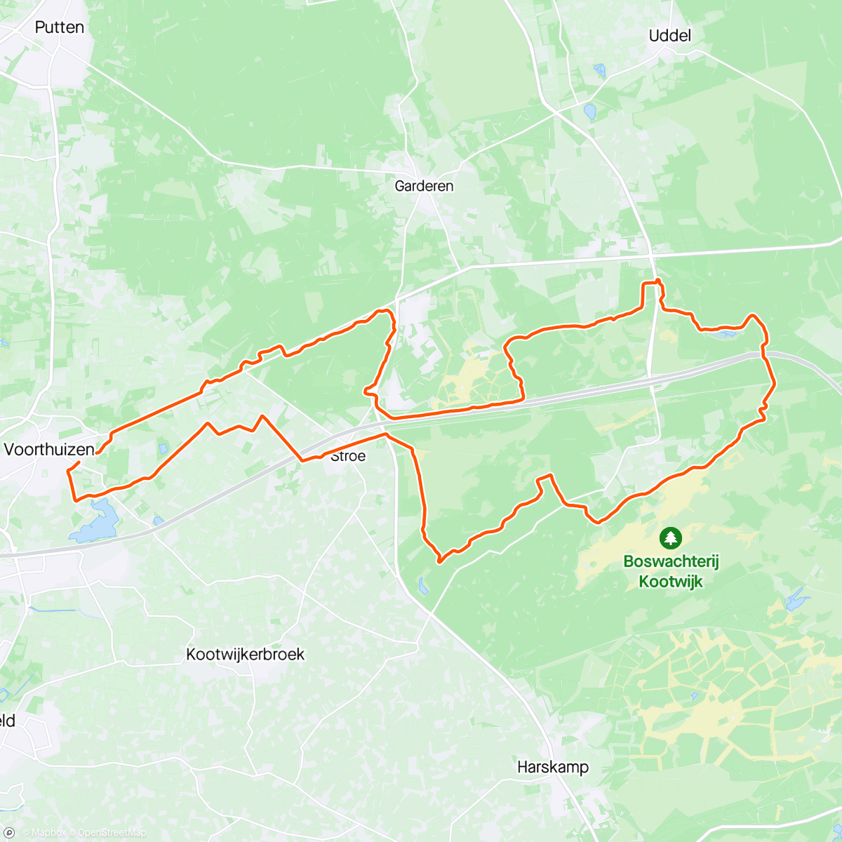 Kaart van de activiteit “Avondrit op mountainbike”
