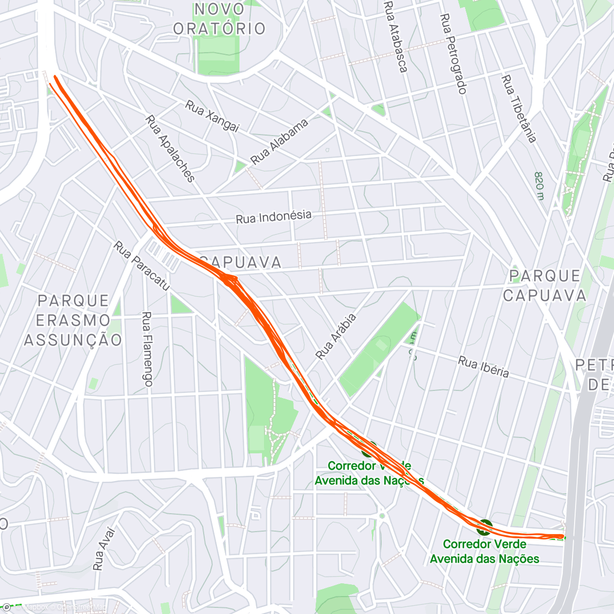 Map of the activity, Corrida Corredor Verde