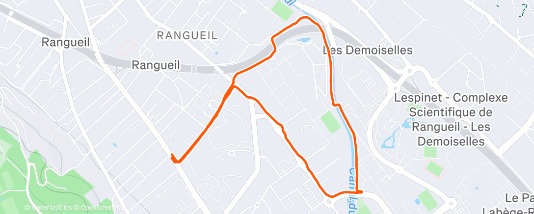 Карта физической активности (Course à pied le midi)