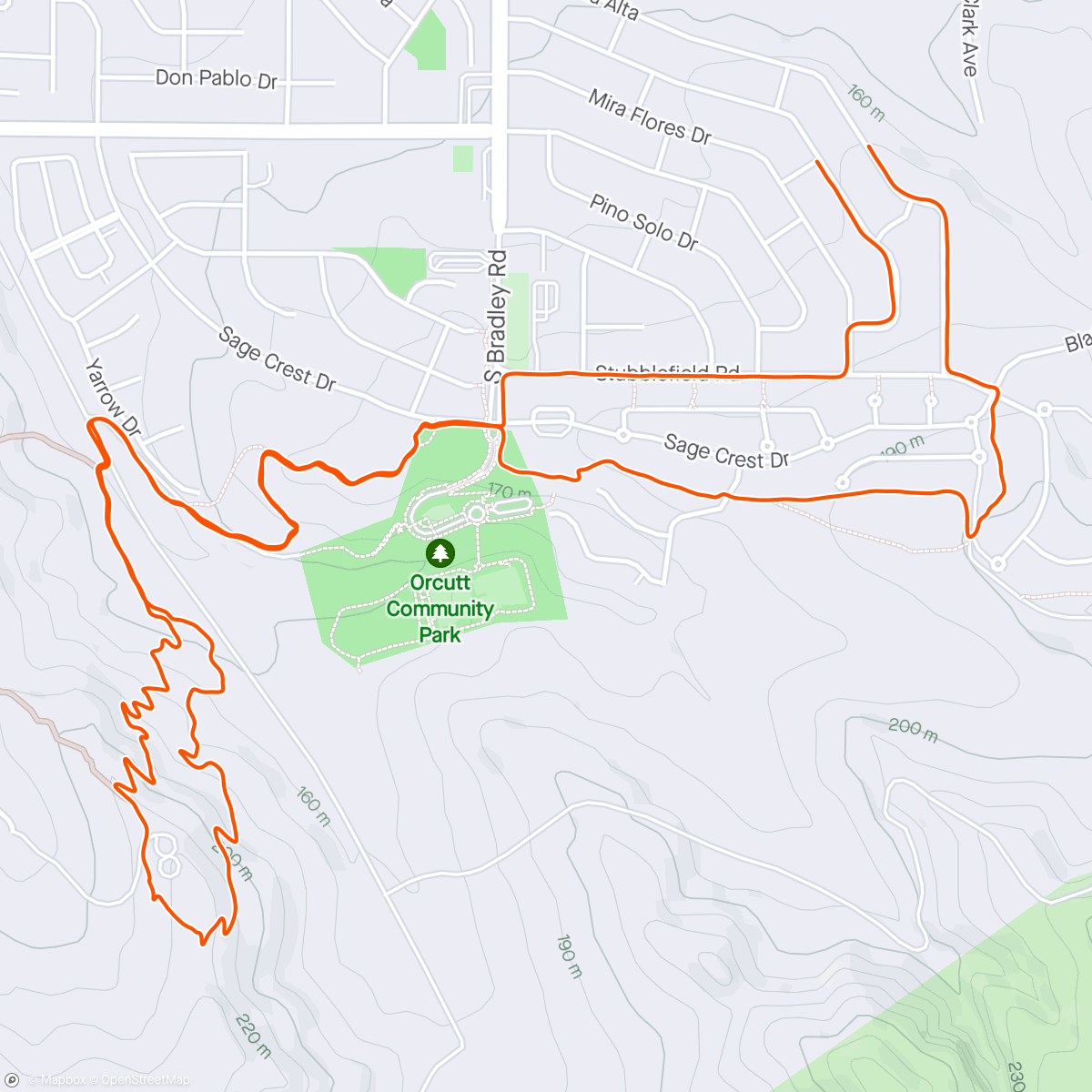 Map of the activity, 65 minutes in Orcutt