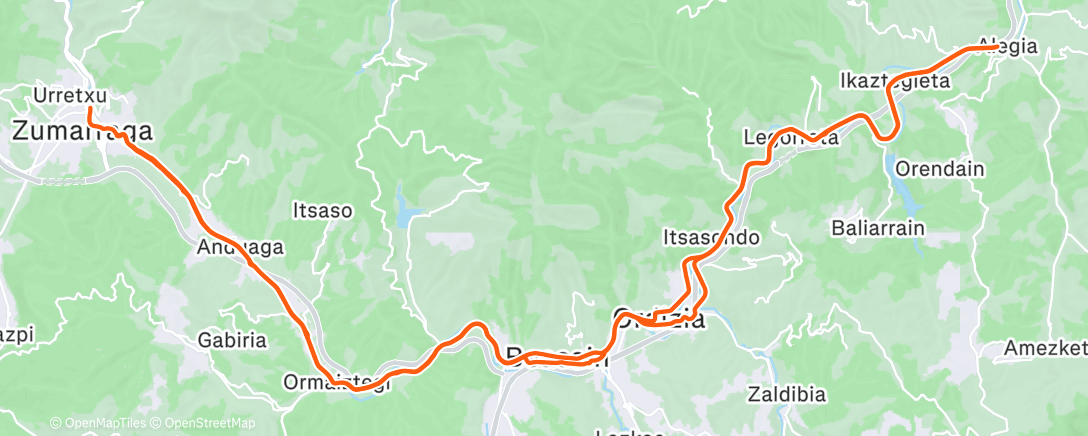 Map of the activity, Bicicleta a la hora del almuerzo