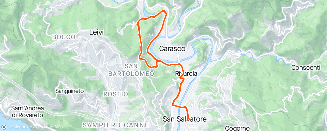 Map of the activity, 2 braccialberi in 1 ora (partendo da casa)