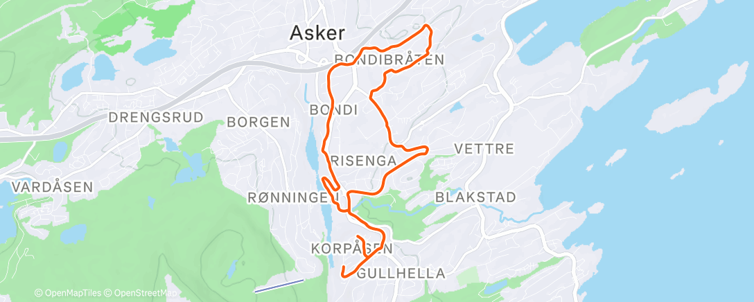 Map of the activity, 10k i Asker. Lettbeint i dag 👍