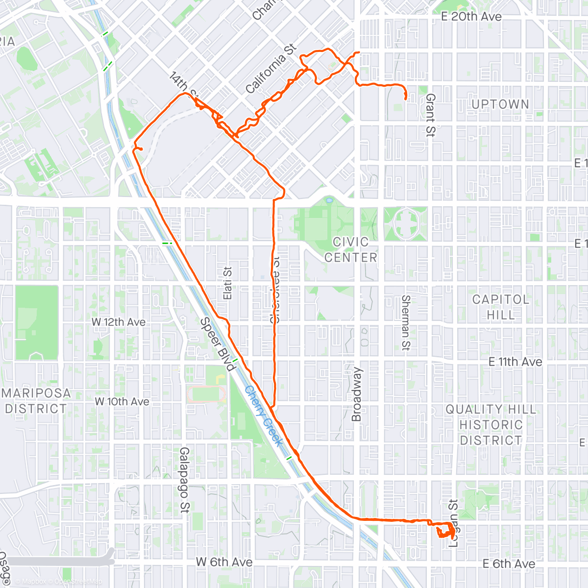 Kaart van de activiteit “Morning Run Around Denver and a little shopping at Trader Joe’s”