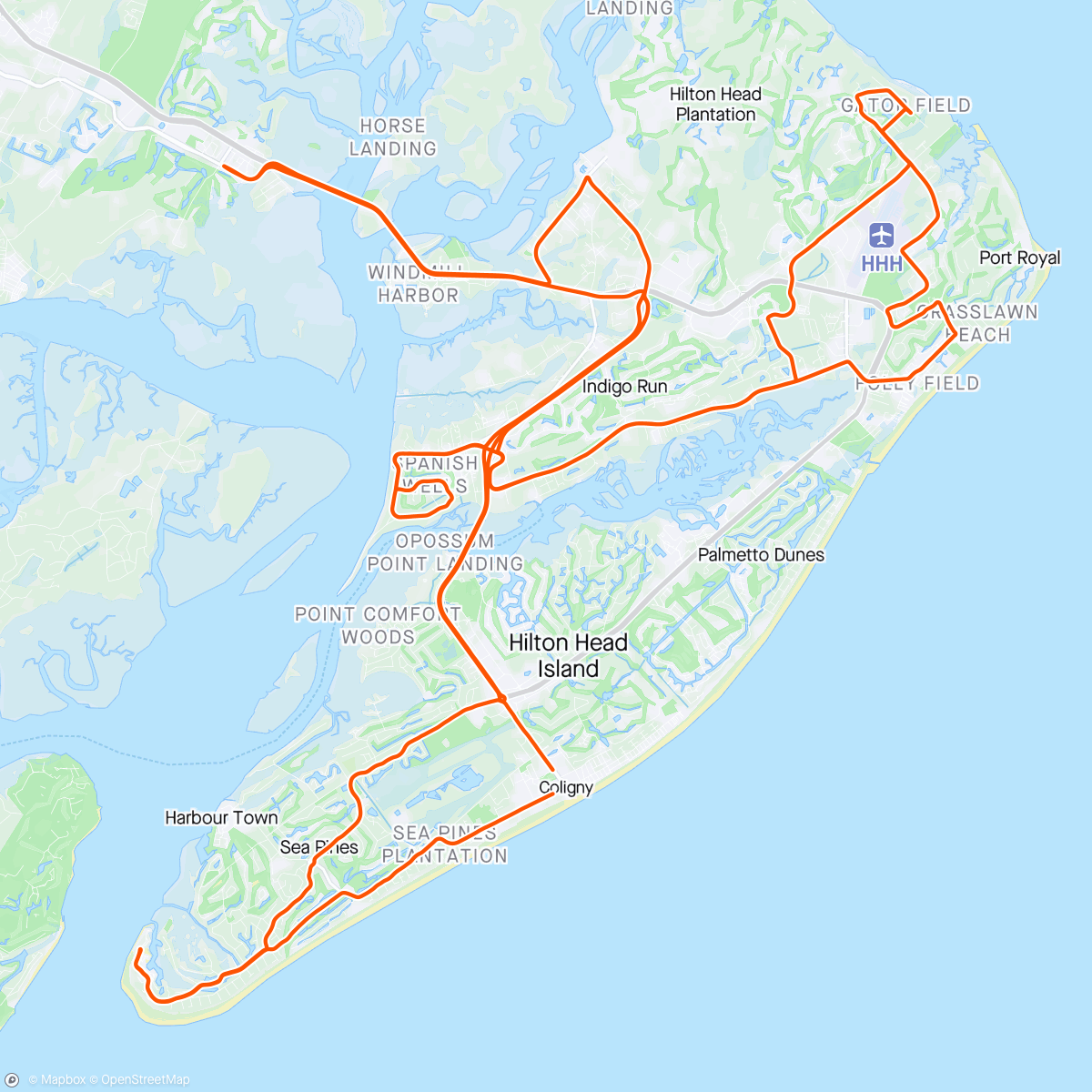 Mapa de la actividad, Pedal Hilton Head 2024