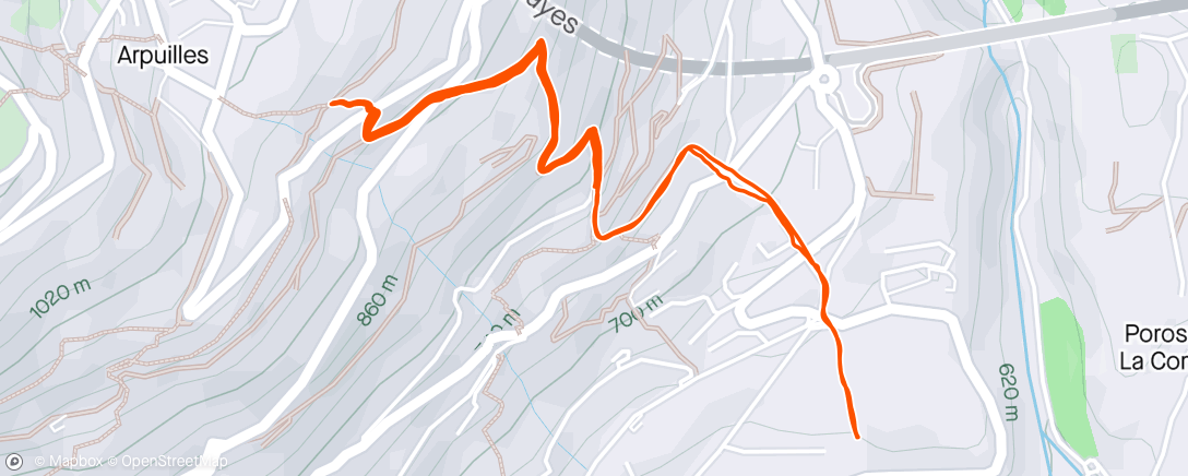 Map of the activity, Sessione di trail running pomeridiana