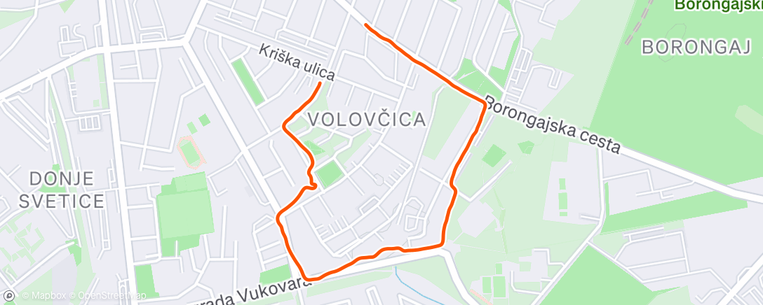 Map of the activity, Evening Run