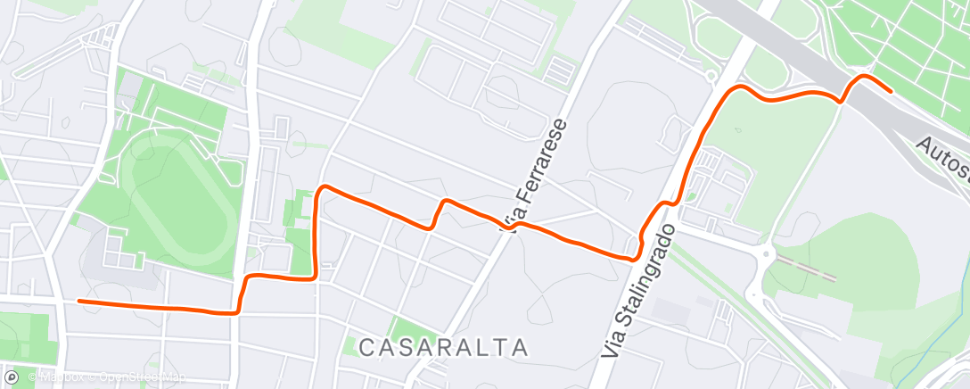 Map of the activity, Night Ride