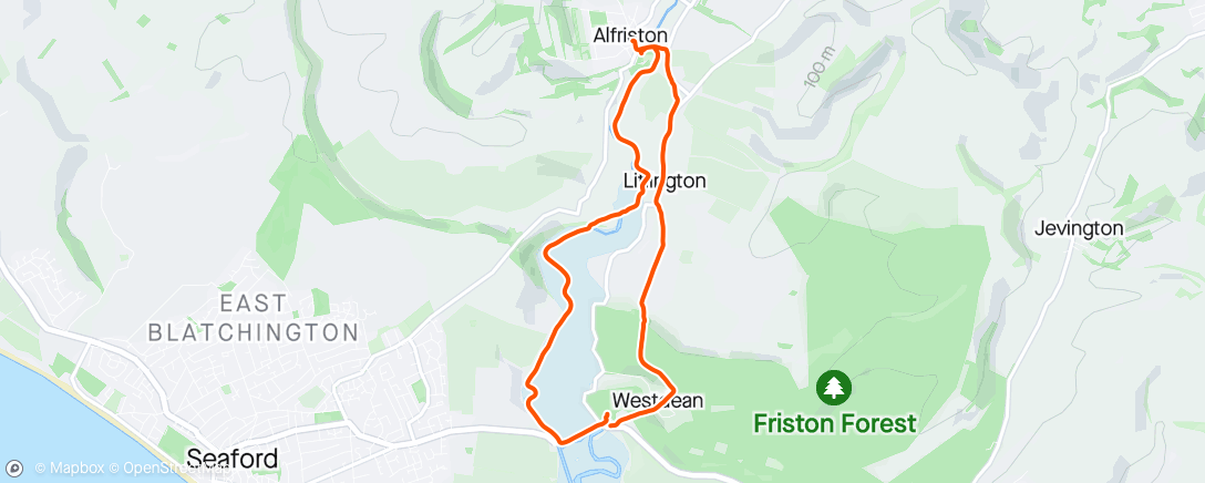 Map of the activity, Alfriston & Cuckmere river hike