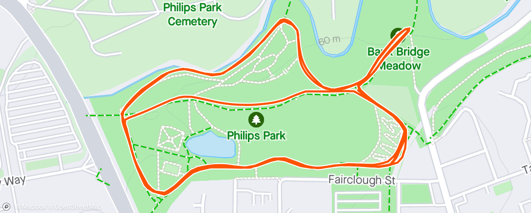 Map of the activity, Philips park parkrun