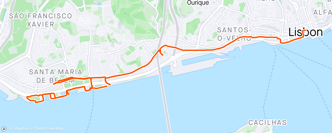 Map of the activity, Lisbon touring on Ebike