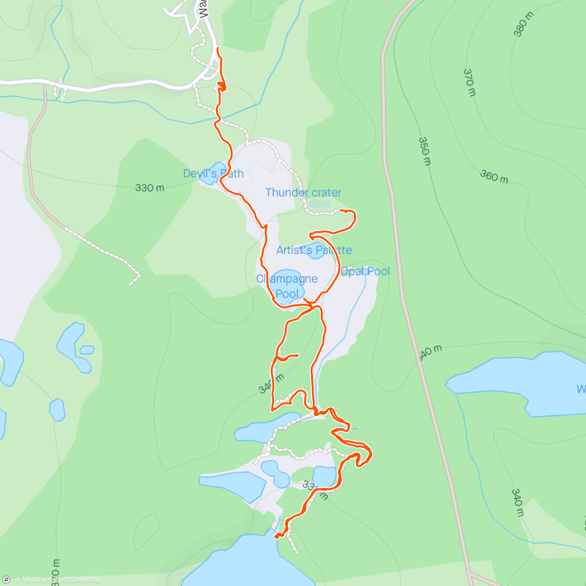 Map of the activity, Waiopato geothermical Park