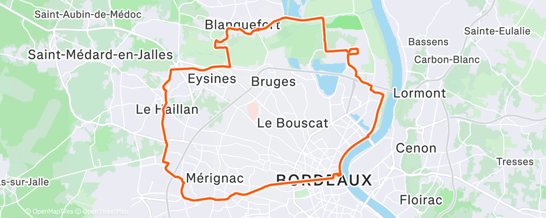 Map of the activity, Sortie vélo dans l'après-midi