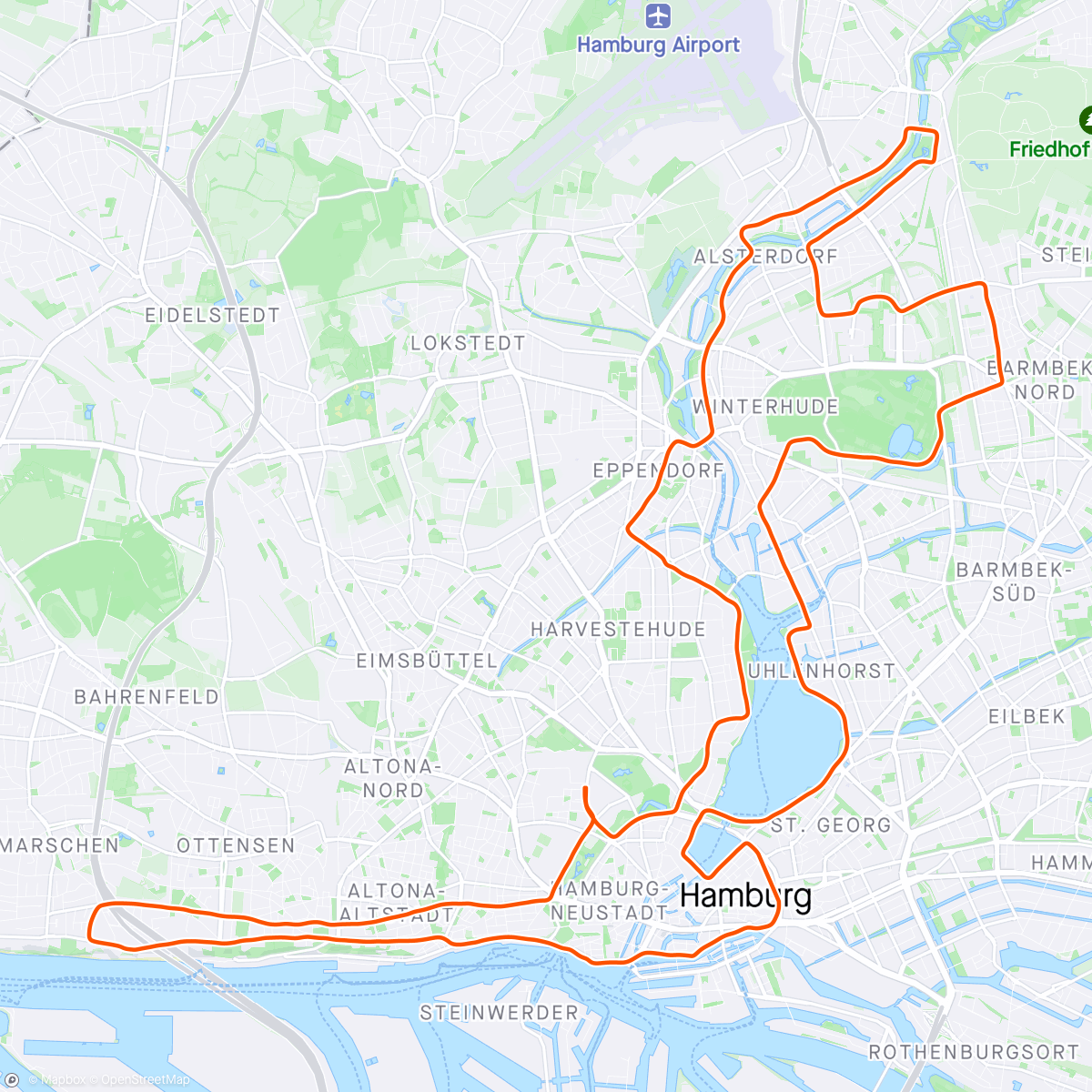 Mapa da atividade, 38.Haspa Marathon Hamburg 2024