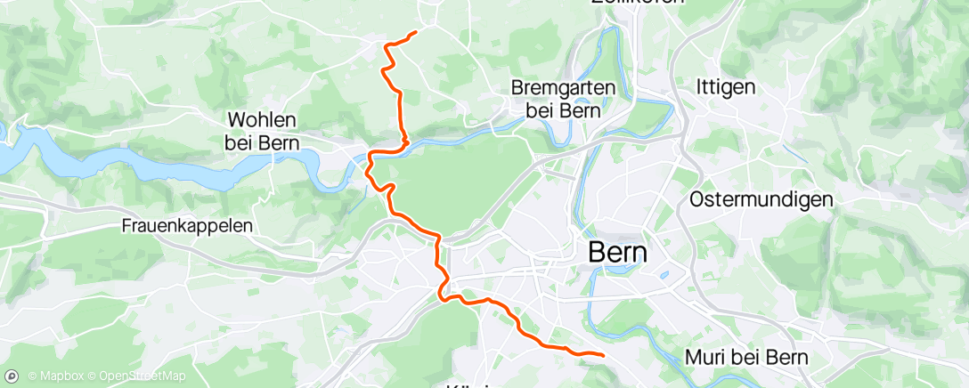Map of the activity, Run with Stefan - Bern to Ortschwaben