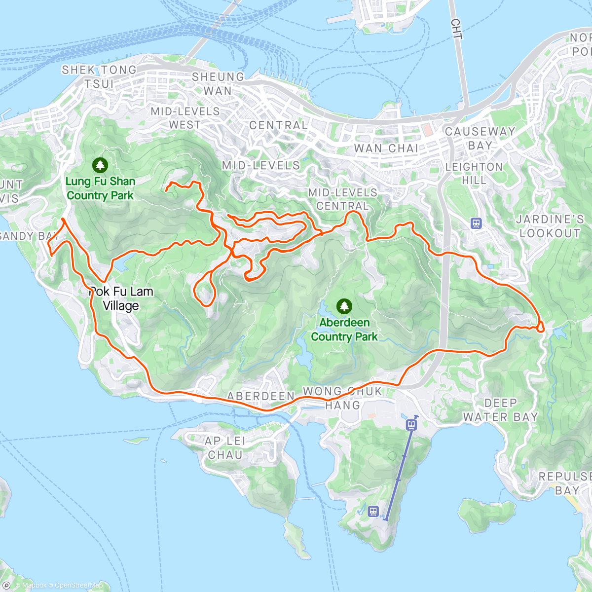 Map of the activity, Tuesday peak Ride