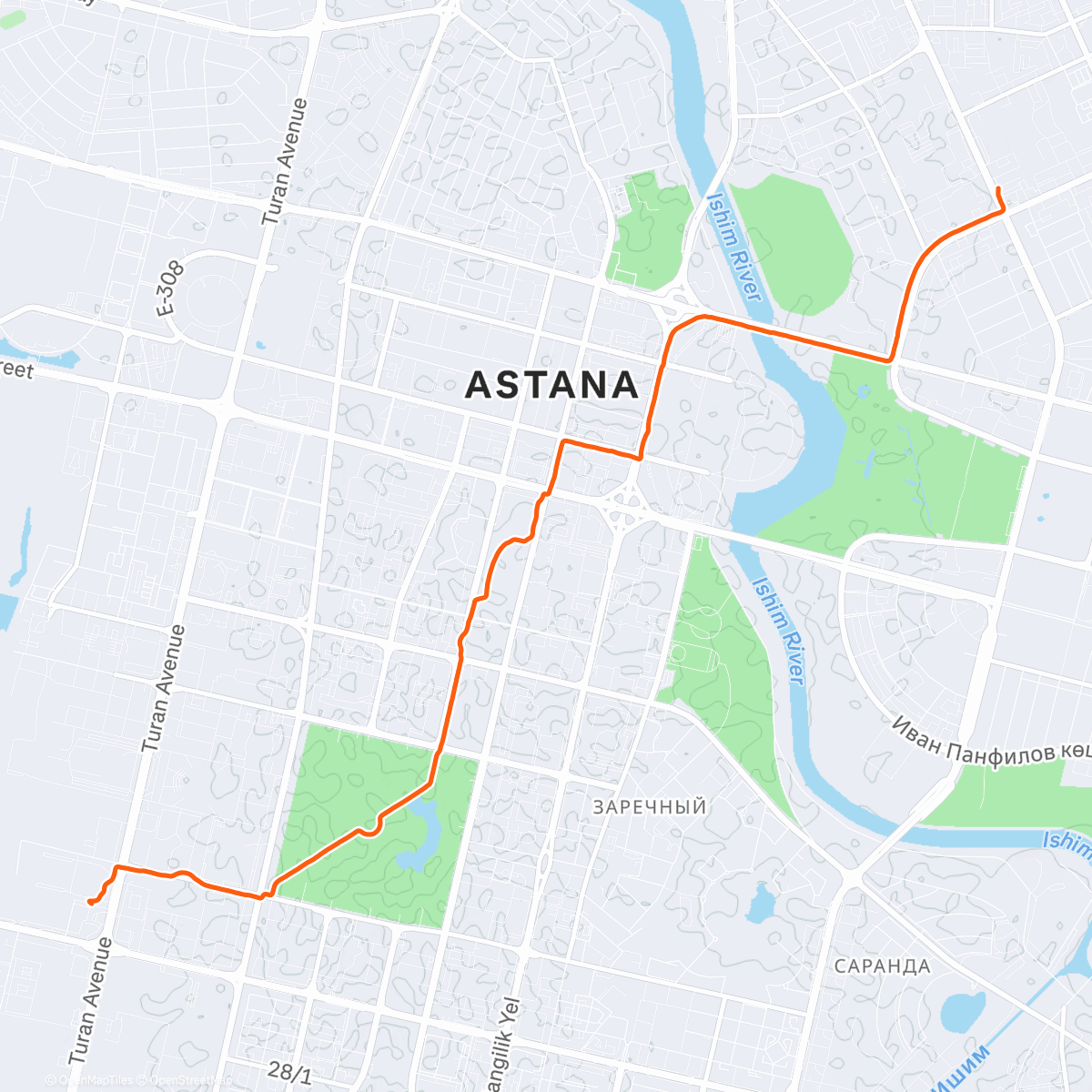 Map of the activity, Evening Run