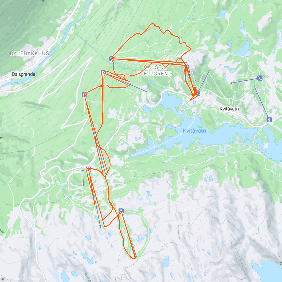 Map of the activity, Skidag på Gausta
