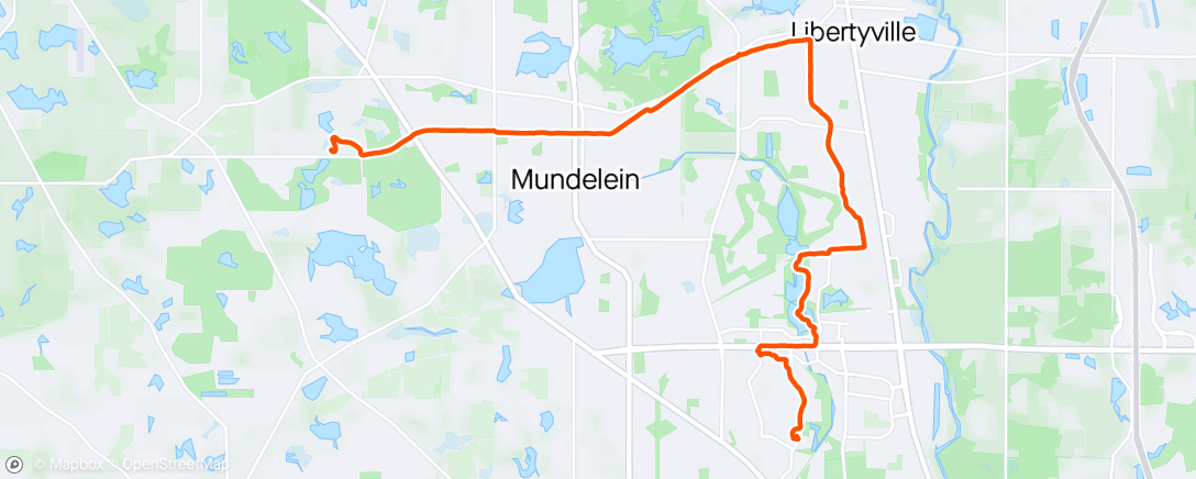 Map of the activity, Mundelein to Vernon Hills