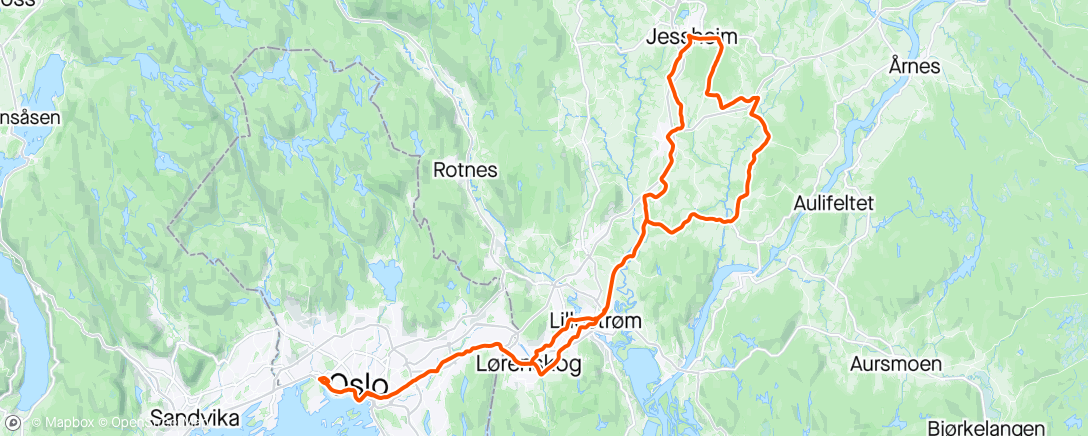 Map of the activity, Lørenskog - Ingjersmyr - Jessheim - Leirsund