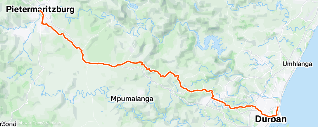 Map of the activity, Comrades Marathon