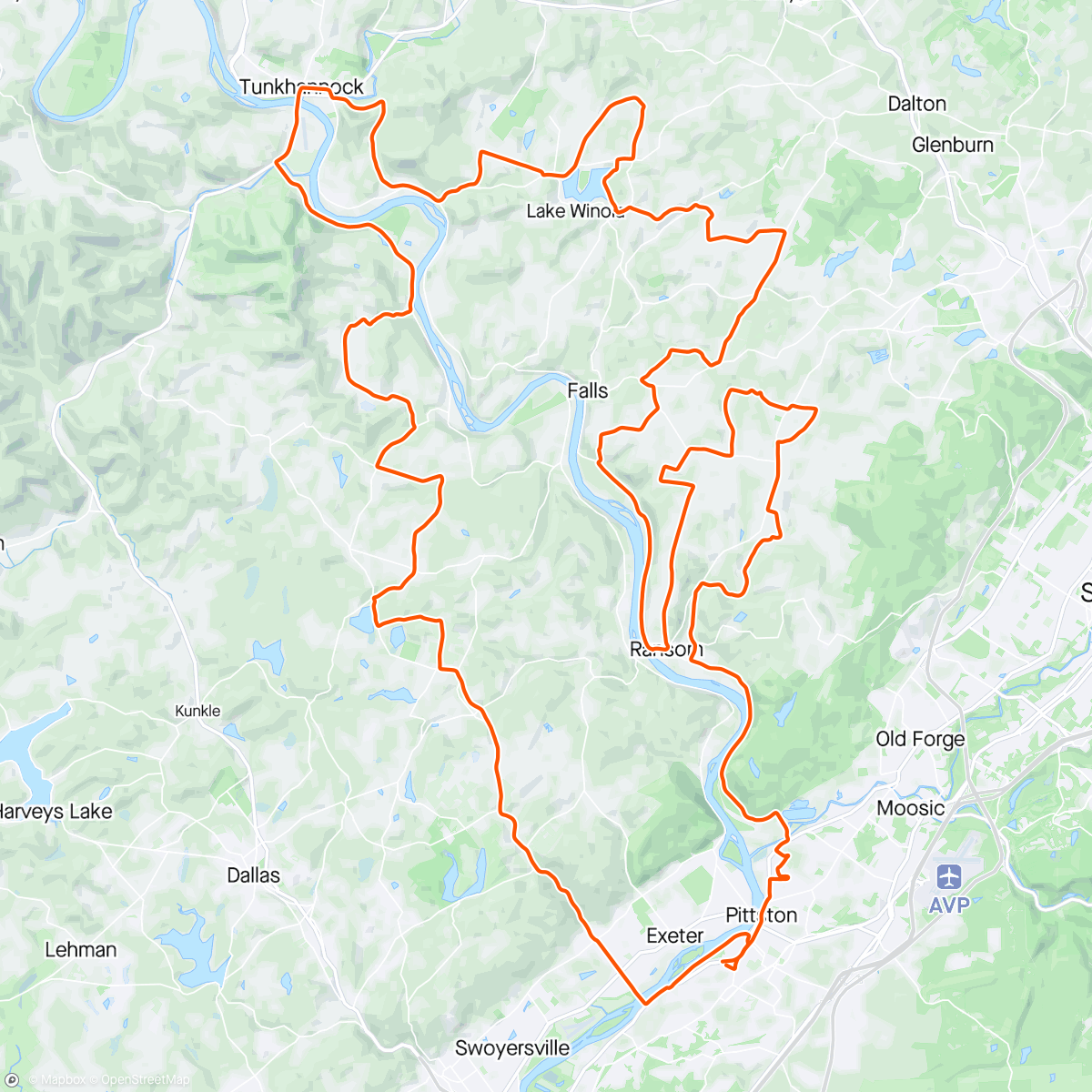 Map of the activity, LuLackaWyco75Miler2024