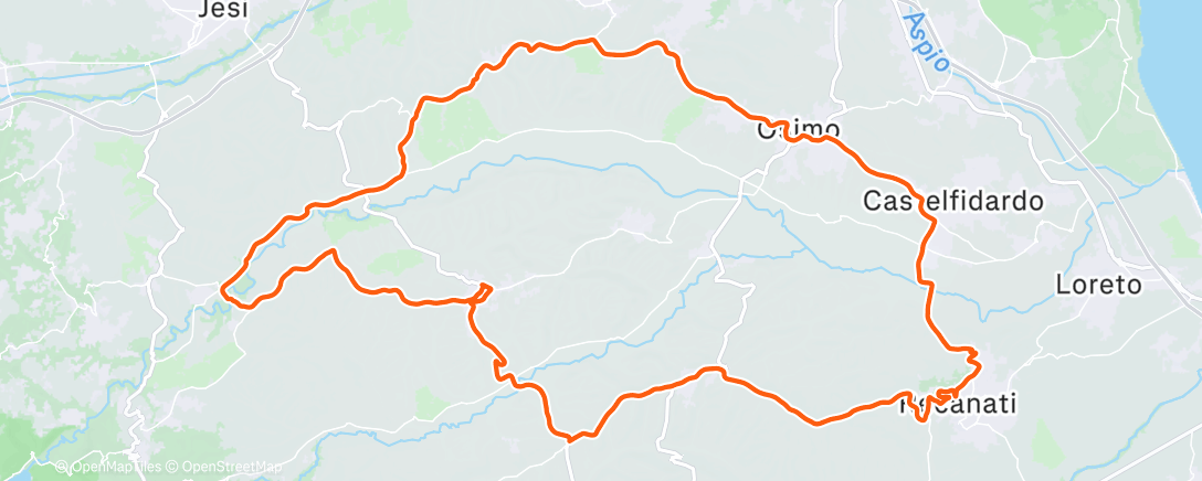 Map of the activity, Pedalata dell'ora di pranzo