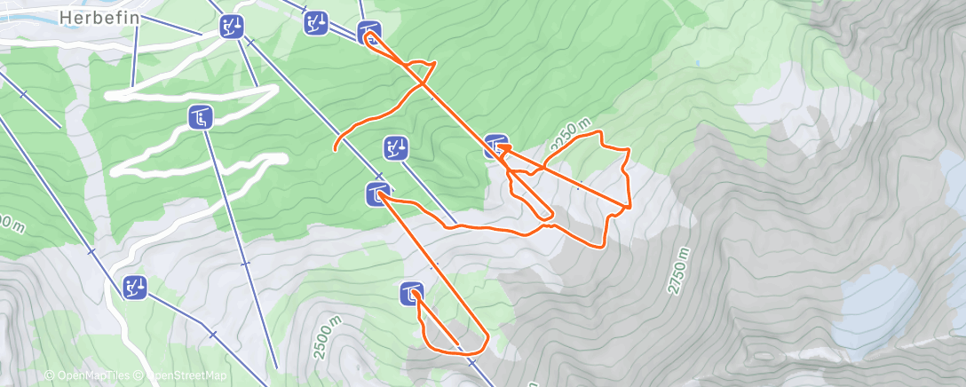 Map of the activity, Ski alpin dans l'après-midi