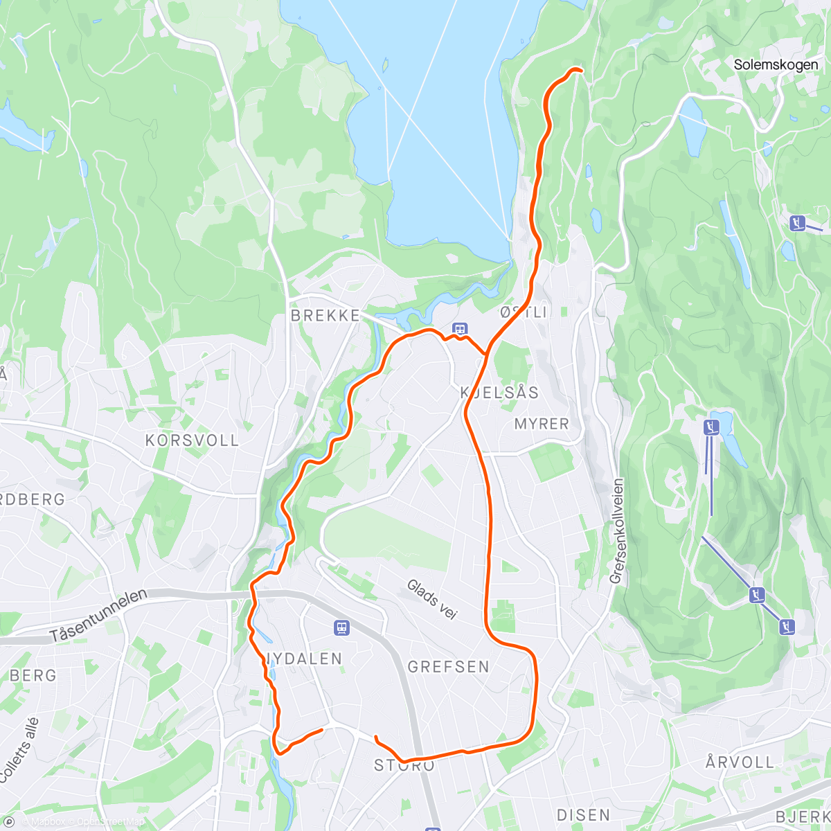 Map of the activity, Maridalsvannet rundt DNF