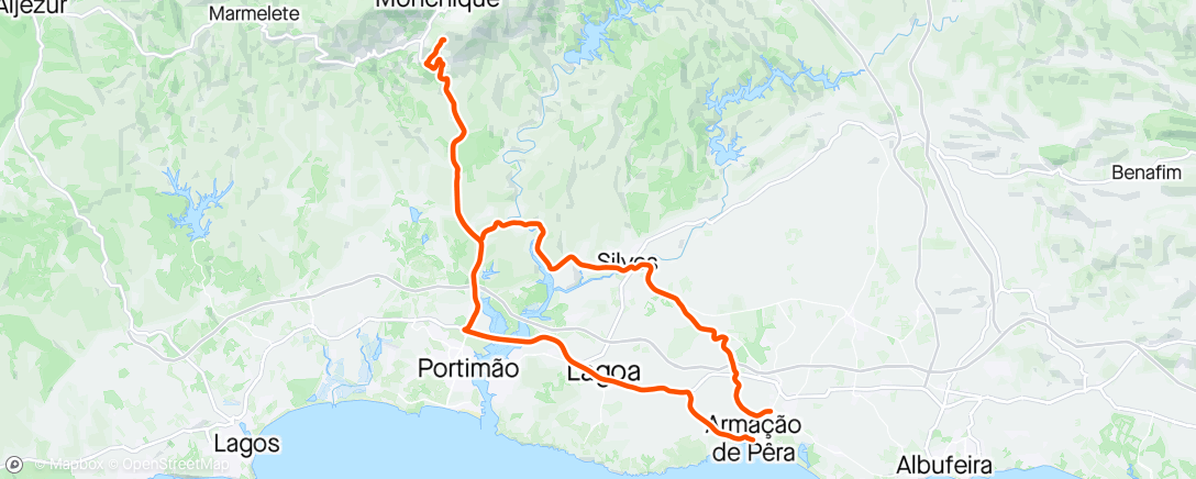 Map of the activity, 64. Volta de bicicleta vespertina ate Monchique