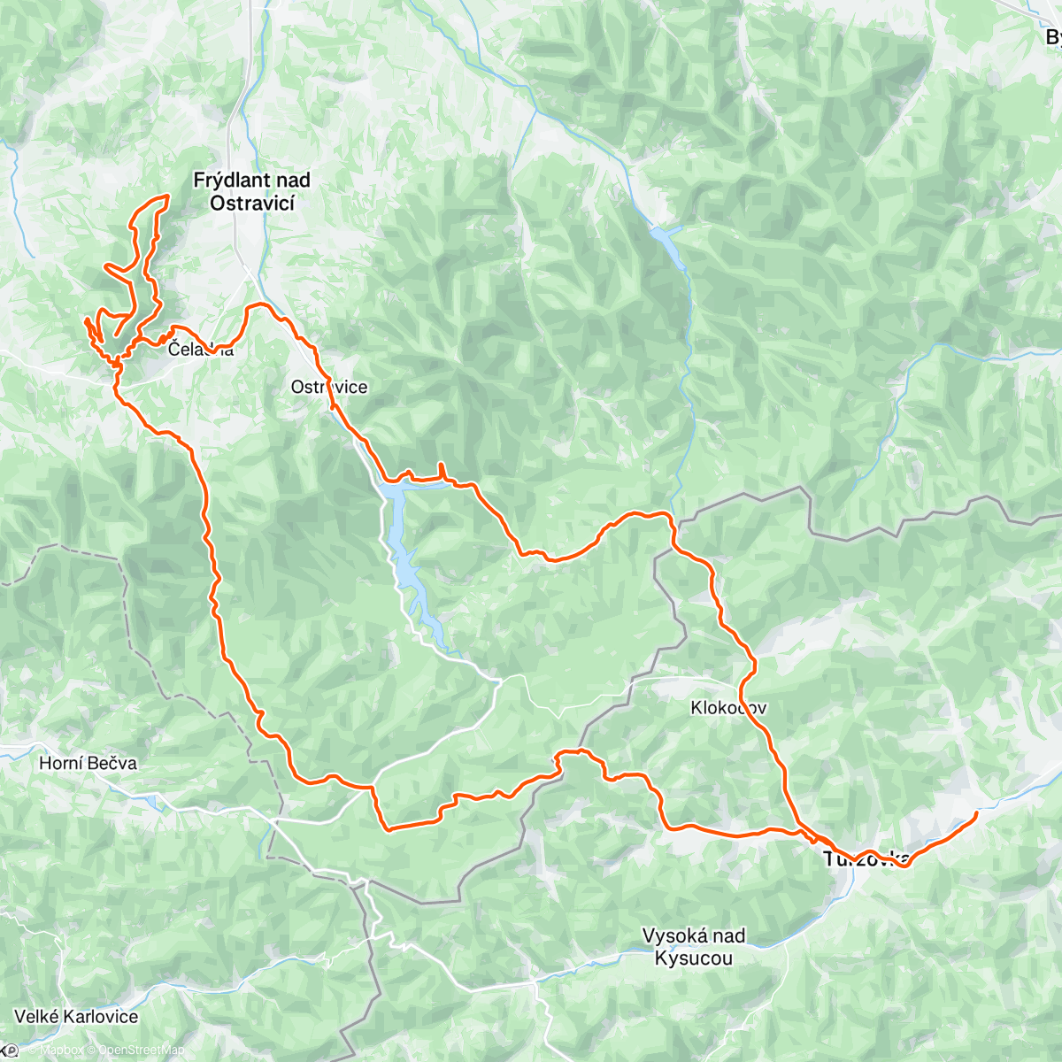 Map of the activity, Skalka - okolo Ondřejníka - Grúň - Biely Kríž