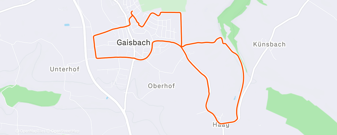 Map of the activity, Evening Run