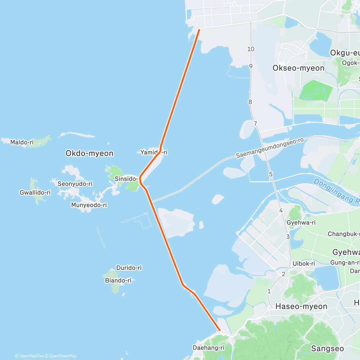 Карта физической активности (ROUVY - Challenge Gunsan-Saemangeum | South Korea)