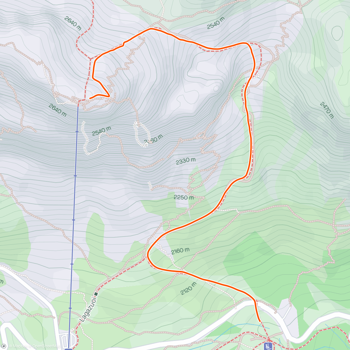 Map of the activity, Vertical race Lagazuoi