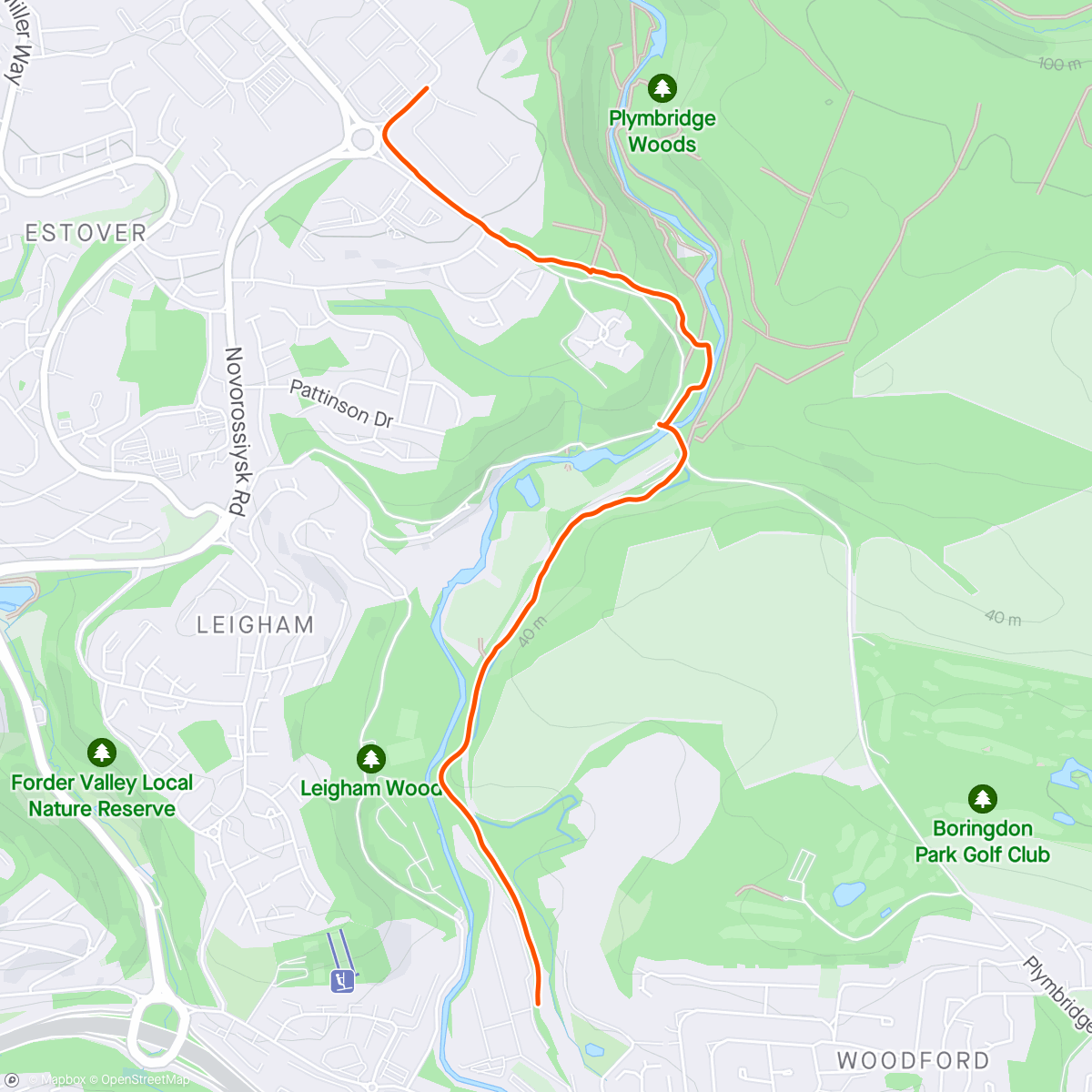 Map of the activity, Walk from work to vospers to get car