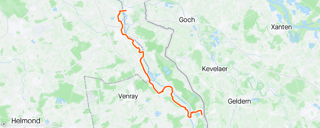 Map of the activity, Tot 45 km met Rita en terug