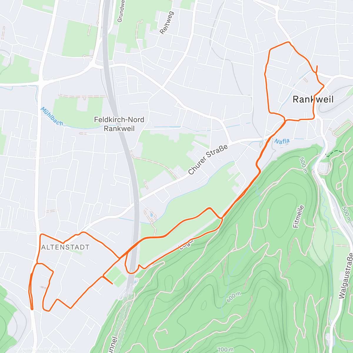 Map of the activity, Lauf am Nachmittag