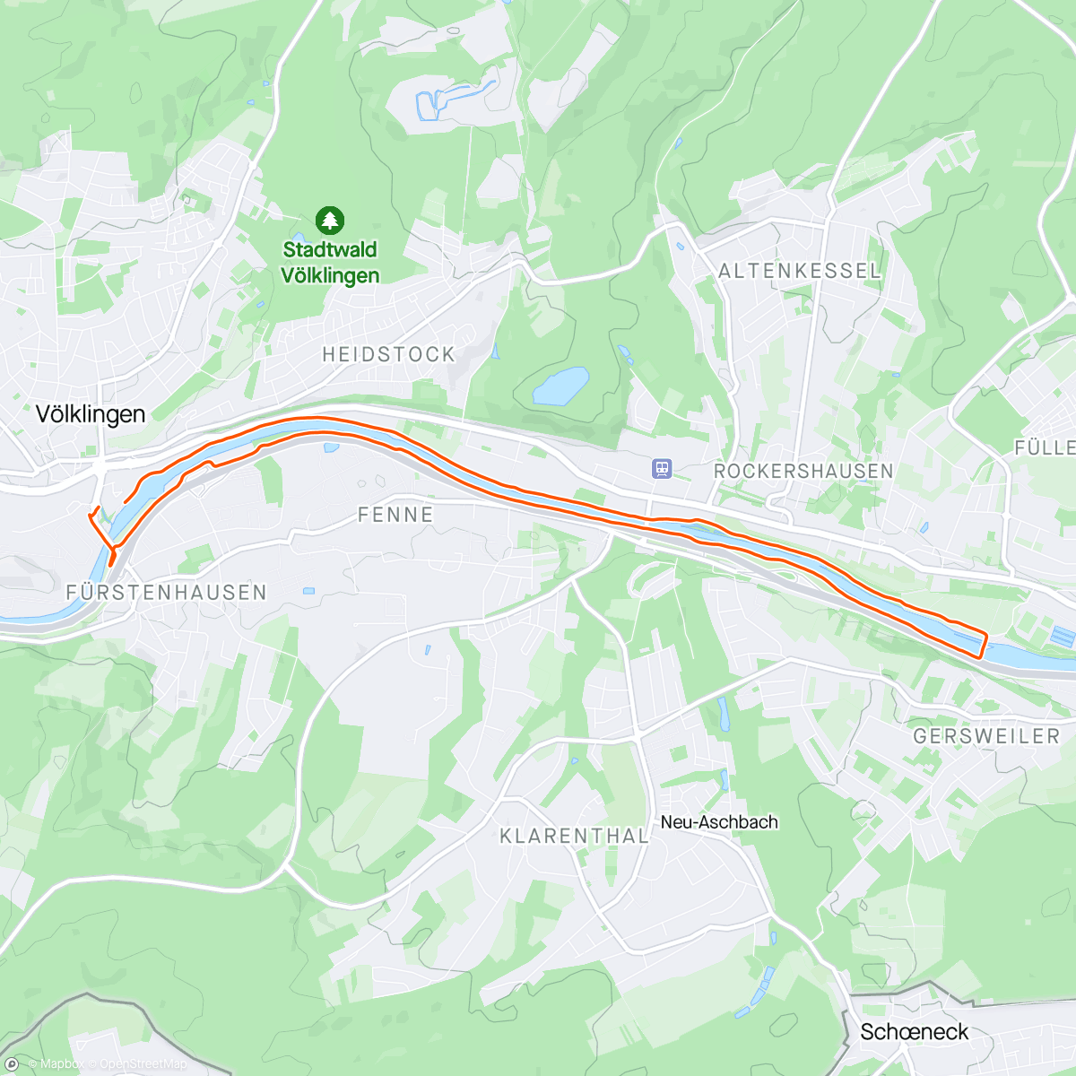 Map of the activity, Letzter Lauf vor LUX Halbmarathon