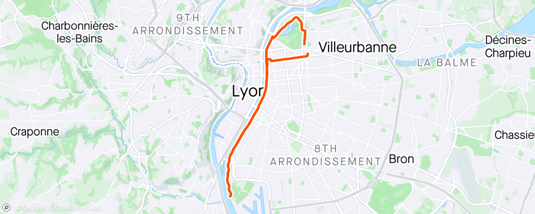 Map of the activity, Vélo dans l'après-midi