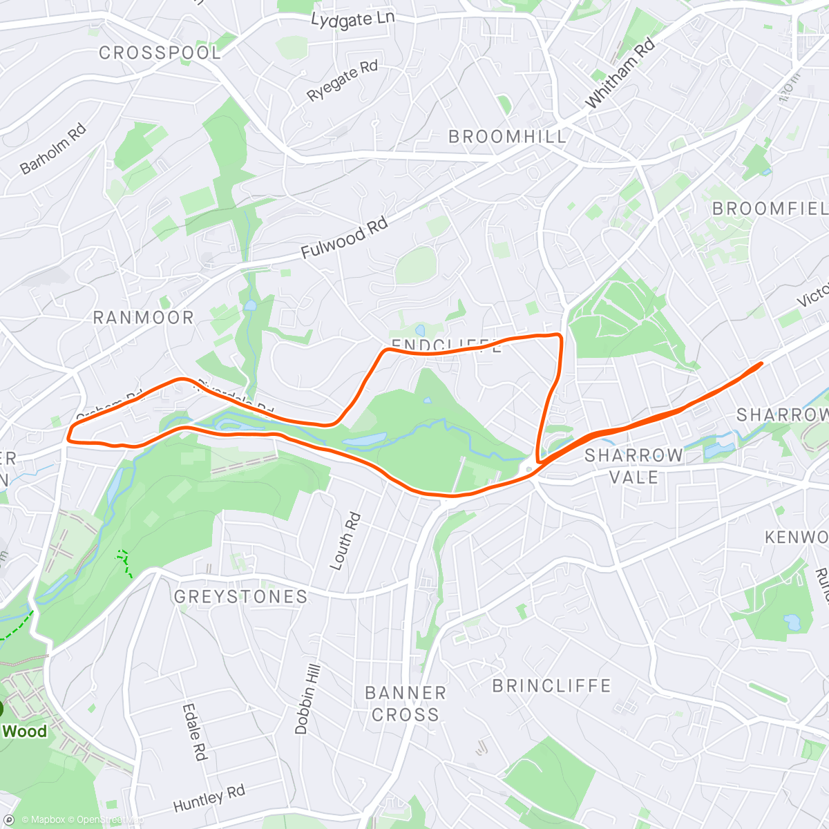 Mapa de la actividad, Sheffield 10k