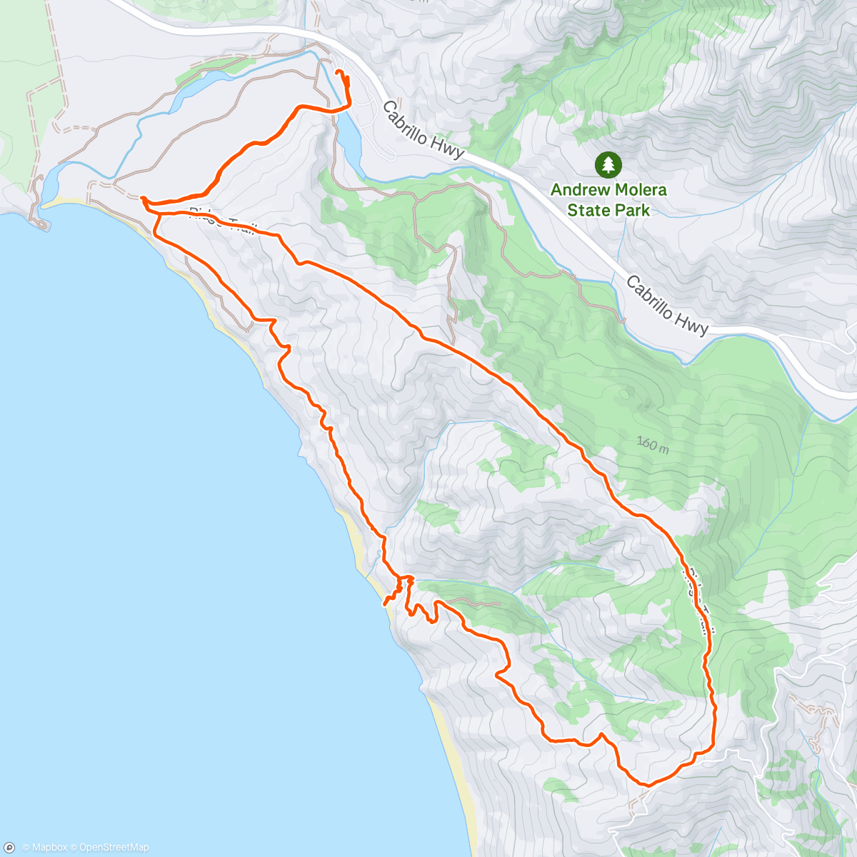 Map of the activity, Afternoon hike at Bluffs and Panorama Trail via Creamery Meadow