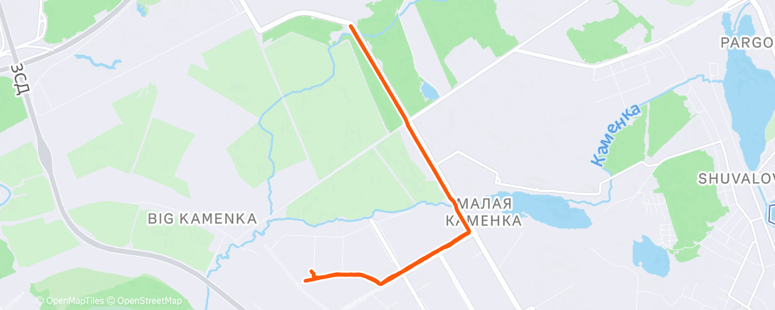 Map of the activity, Evening Run