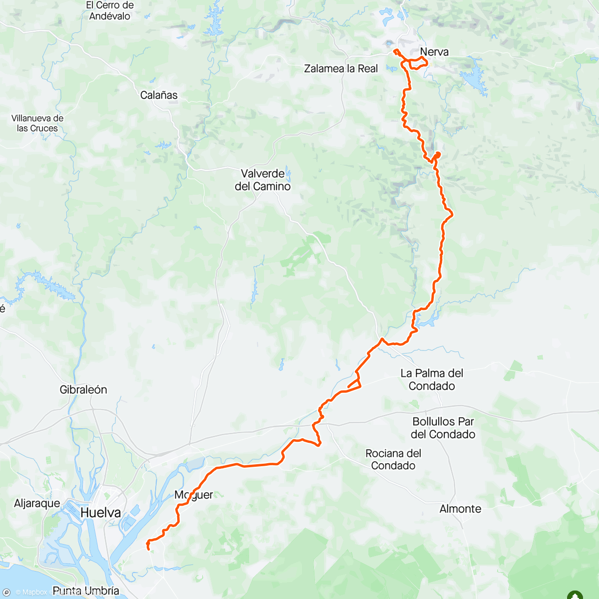 Map of the activity, Día 3 minas de río tinto palos de la frontera