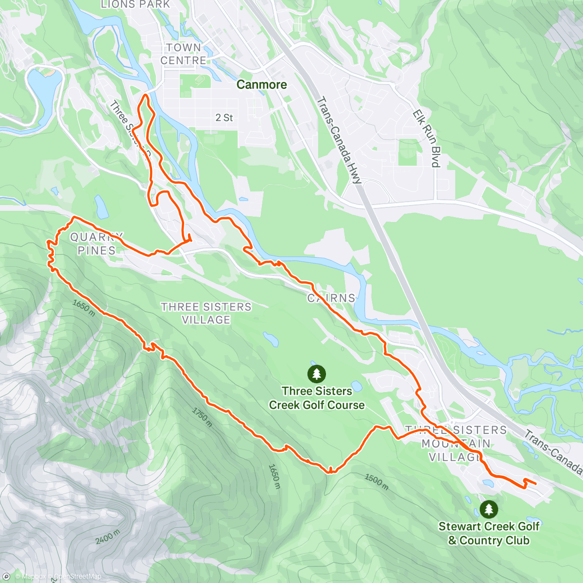 Map of the activity, Afternoon Run