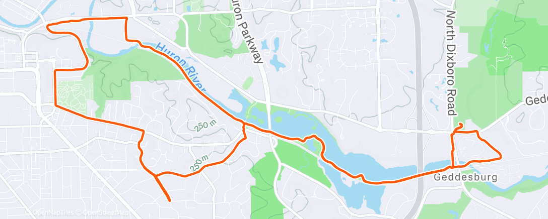 Map of the activity, Afternoon Run