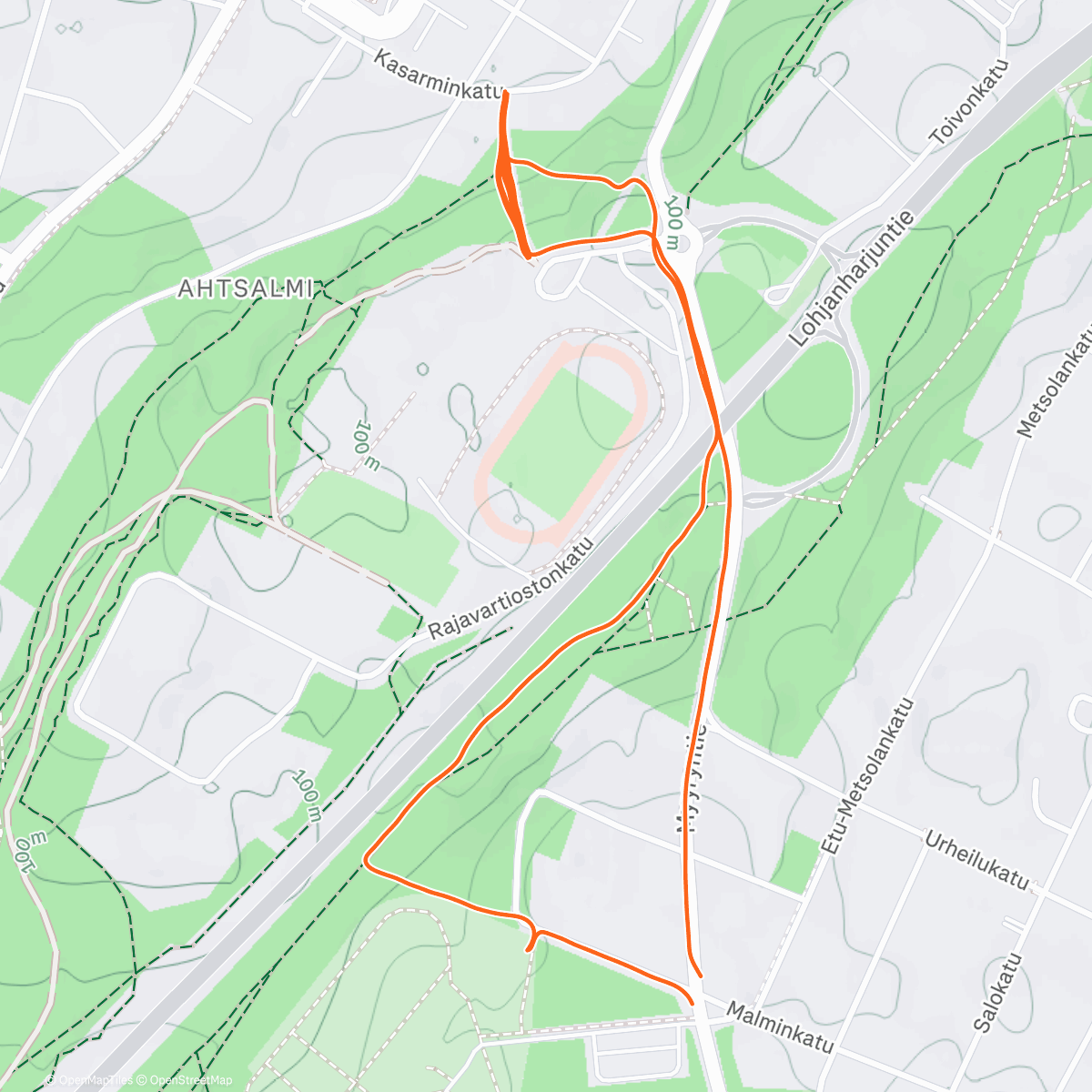 Map of the activity, Afternoon Trail Run
